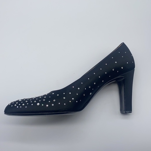 Bruno Magli Couture - Black Silky Heels With Beautiful Gem Embellished Size 8.5 - Picture 7 of 15
